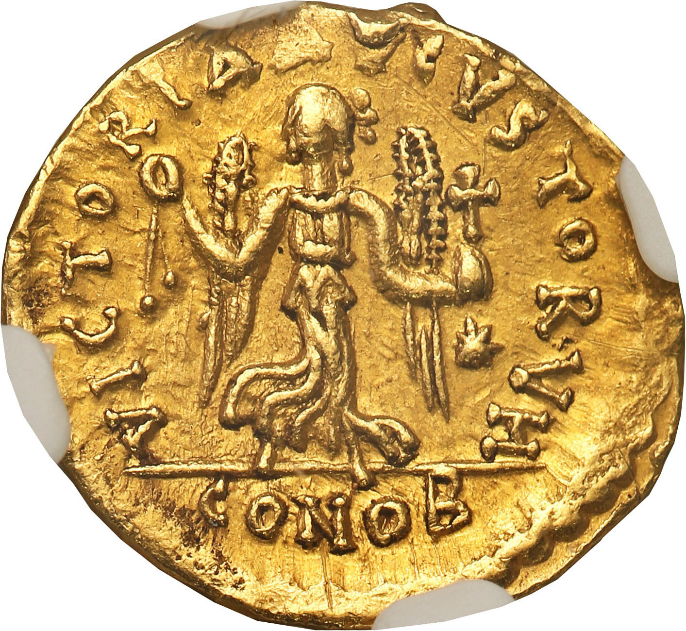 Bizancjum. Anastasius I (491-518). Tremissis, Konstantynopol  NGC AU 5/5 3/5 - PIĘKNY